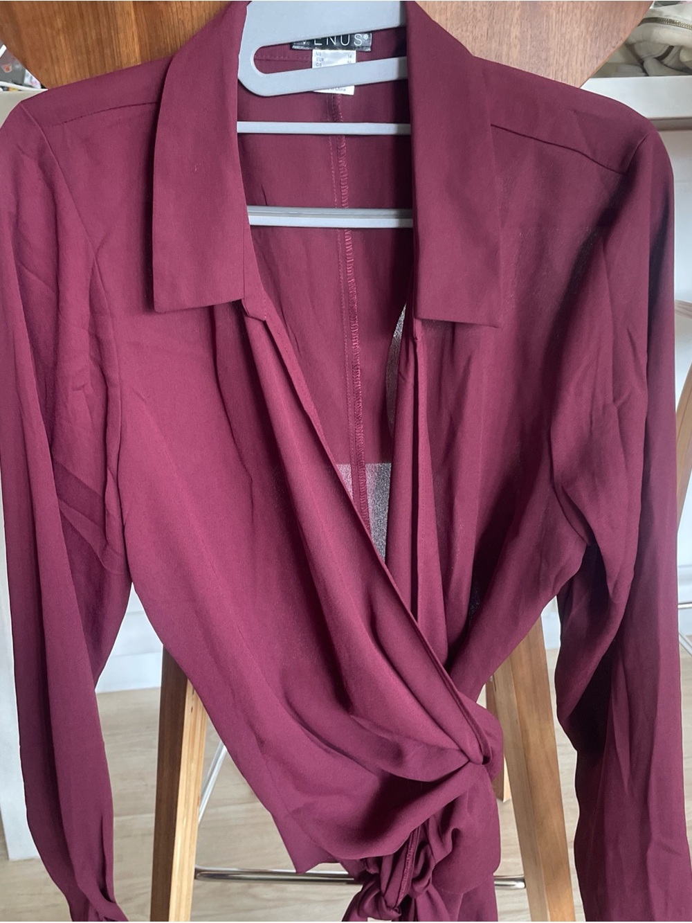 VENUS Berry Wrap-Style Blouse